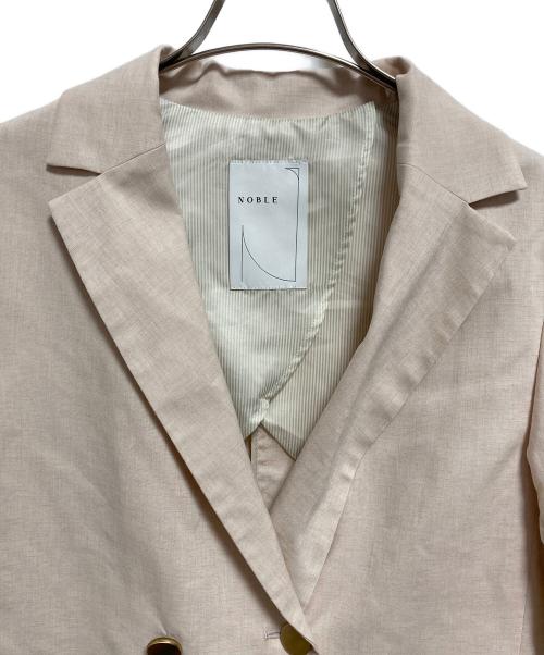 Noble（ノーブル）Noble (ノーブル) 麻ストレッチピークドラペルダブルジャケット ベージュ サイズ:36の古着・服飾アイテム