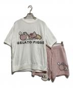 gelato piqueジェラートピケ）の古着「ヨッシー ルームウェアセットアップ」｜ホワイト×ピンク