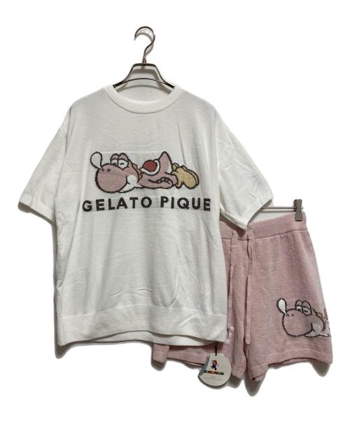 gelato pique（ジェラートピケ）gelato pique (ジェラートピケ) ヨッシー ルームウェアセットアップ ホワイト×ピンク サイズ:FREE 未使用品の古着・服飾アイテム