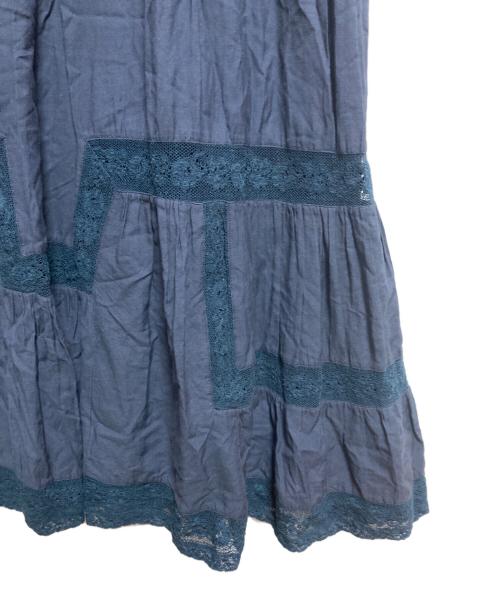 PINK HOUSE（ピンクハウス）PINK HOUSE (ピンクハウス) レース切替ピンタックブラウスワンピース ネイビー サイズ:FREEの古着・服飾アイテム