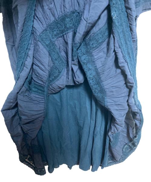 PINK HOUSE（ピンクハウス）PINK HOUSE (ピンクハウス) レース切替ピンタックブラウスワンピース ネイビー サイズ:FREEの古着・服飾アイテム