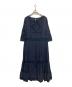 PINK HOUSE（ピンクハウス）の古着「レース切替ピンタックブラウスワンピース」｜ネイビー