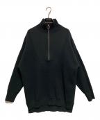 FRAMeWORKフレームワーク）の古着「コットンハリヌキハーフジッププルオーバー2」｜ブラック