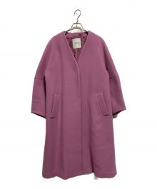 Loulou Willoughby（ルルウィルビー）の古着「ダブルクロスノーカラーワイドスリーブコート」｜ピンク
