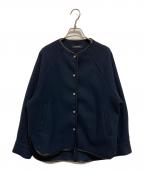 ourhomeアワホーム）の古着「パイピング使いのノーカラージャケット」｜ネイビー