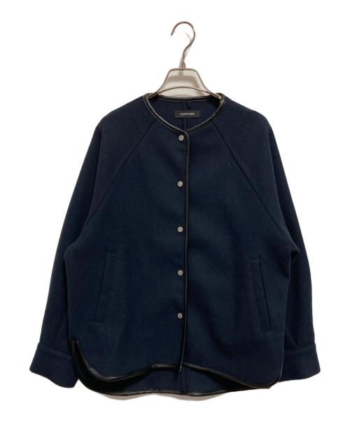 ourhome（アワホーム）ourhome (アワホーム) パイピング使いのノーカラージャケット ネイビー サイズ:FREEの古着・服飾アイテム