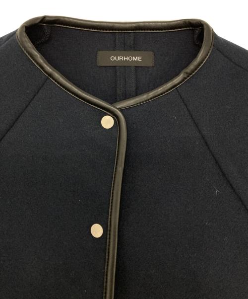 ourhome（アワホーム）ourhome (アワホーム) パイピング使いのノーカラージャケット ネイビー サイズ:FREEの古着・服飾アイテム