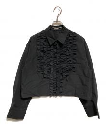 IENA（イエナ）の古着「シャツカラーフリルブラウス」｜ブラック