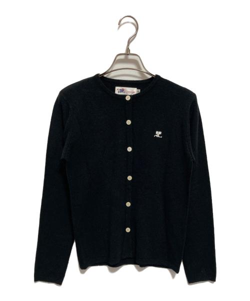 courreges（クレージュ）courreges (クレージュ) ロゴニットカーディガン ブラック サイズ:160Aの古着・服飾アイテム