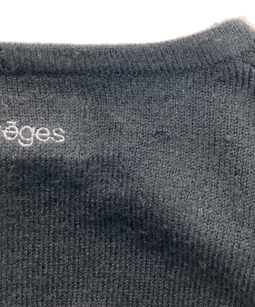 courreges（クレージュ）courreges (クレージュ) ロゴニットカーディガン ブラック サイズ:160Aの古着・服飾アイテム