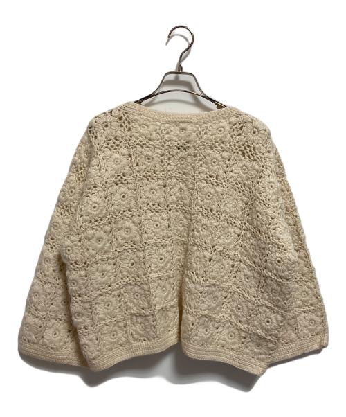 Dot and Stripes（ドットアンドストライプ）Dot and Stripes (ドットアンドストライプ) ネパールかぎ針スクエアモチーフVネックカーディガン アイボリー サイズ:FREEの古着・服飾アイテム