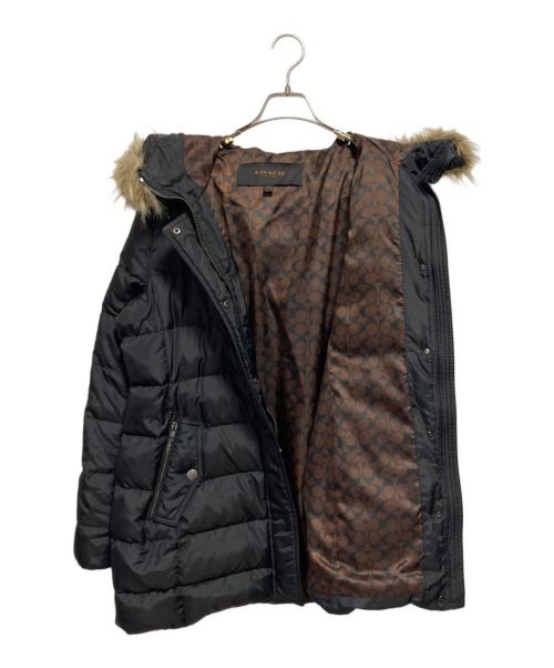 COACH（コーチ）COACH (コーチ) 裏地シグネチャー柄ダウンコート ブラック サイズ:Mの古着・服飾アイテム