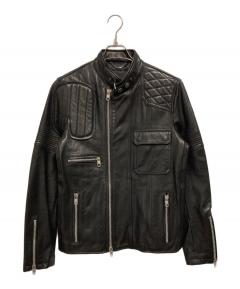 中古・古着通販】BALMAIN (バルマン) レザー切替ライダースジャケット