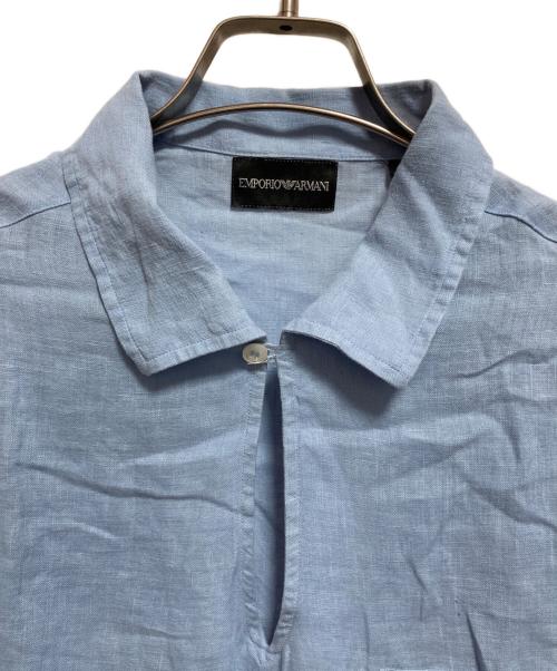 EMPORIO ARMANI（エンポリオ アルマーニ）EMPORIO ARMANI (エンポリオ アルマーニ) リネンプルオーバーシャツ ブルー サイズ:Lの古着・服飾アイテム