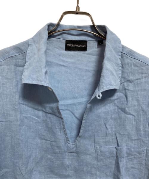 EMPORIO ARMANI（エンポリオ アルマーニ）EMPORIO ARMANI (エンポリオ アルマーニ) リネンプルオーバーシャツ ブルー サイズ:Lの古着・服飾アイテム