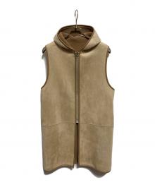 THE PAUSE（ザポーズ）の古着「ボアフードロングジレ」｜ベージュ