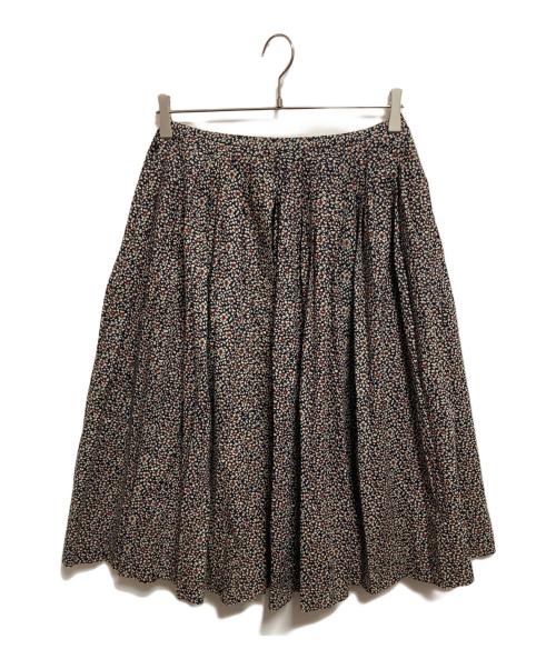 45R（フォーティファイブ・アール）45R (フォーティファイブ・アール) 小花柄ラップスカート ネイビー×ベージュ サイズ:2の古着・服飾アイテム