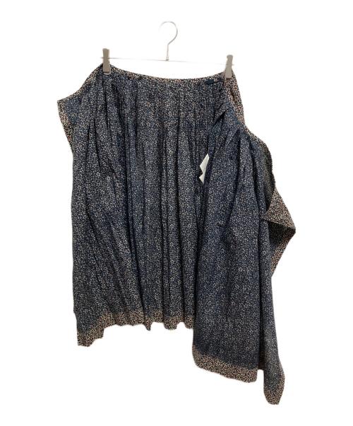 45R（フォーティファイブ・アール）45R (フォーティファイブ・アール) 小花柄ラップスカート ネイビー×ベージュ サイズ:2の古着・服飾アイテム