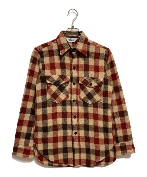 WOOLRICH（ウールリッチ）WOOLRICH (ウールリッチ) 70sウールチェックシャツ ベージュ サイズ:Sの古着・服飾アイテム