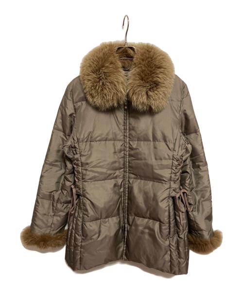 Leilian（レリアン）LEILIAN (レリアン) フォックスファー付ダウンコート カーキ サイズ:11の古着・服飾アイテム