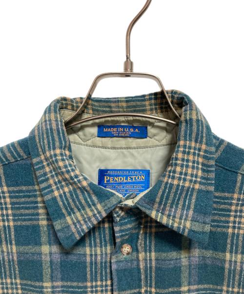 PENDLETON（ペンドルトン）PENDLETON (ペンドルトン) 90’S エルボーパッチチェックシャツ グリーン サイズ:Lの古着・服飾アイテム