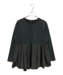 23区（ニジュウサンク）の古着「ナチュラルコットンベアコンビ ペプラム カットソー」｜ブラック