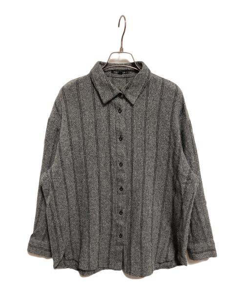 INDIVI（インディヴィ）INDIVI (インディヴィ) ストライプ柄ビックシャツ グレー サイズ:38の古着・服飾アイテム