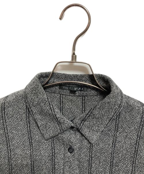 INDIVI（インディヴィ）INDIVI (インディヴィ) ストライプ柄ビックシャツ グレー サイズ:38の古着・服飾アイテム