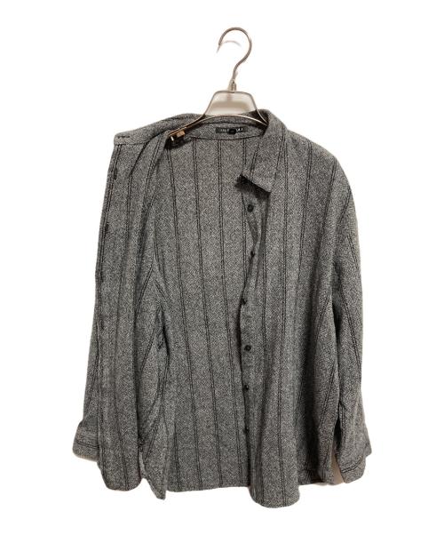 INDIVI（インディヴィ）INDIVI (インディヴィ) ストライプ柄ビックシャツ グレー サイズ:38の古着・服飾アイテム