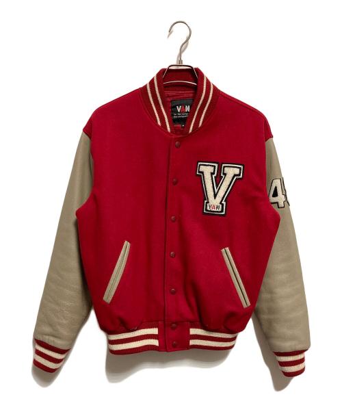 VAN（ヴァン）VAN (ヴァン) 90’ｓ アーチロゴレザースリーブスタジャン レッド サイズ:Mの古着・服飾アイテム