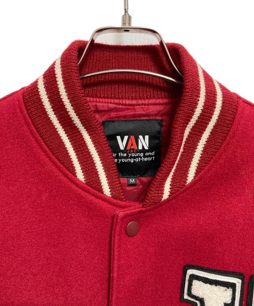 VAN（ヴァン）VAN (ヴァン) 90’ｓ アーチロゴレザースリーブスタジャン レッド サイズ:Mの古着・服飾アイテム