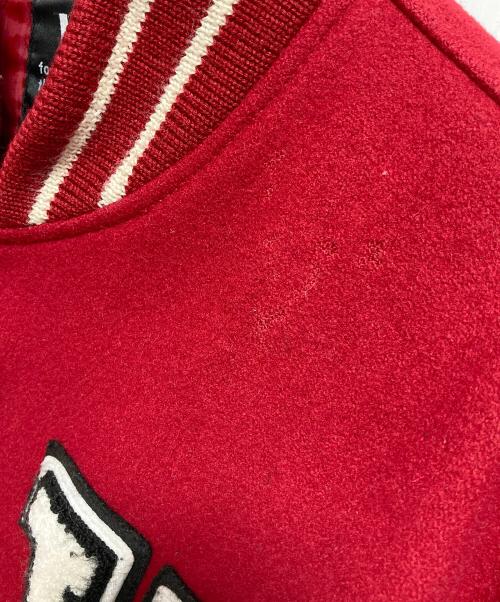 VAN（ヴァン）VAN (ヴァン) 90’ｓ アーチロゴレザースリーブスタジャン レッド サイズ:Mの古着・服飾アイテム