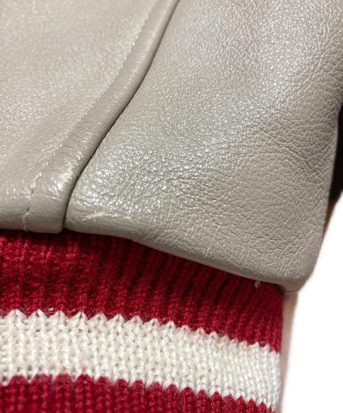 VAN（ヴァン）VAN (ヴァン) 90’ｓ アーチロゴレザースリーブスタジャン レッド サイズ:Mの古着・服飾アイテム