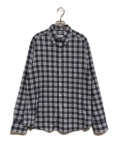 dunhill（ダンヒル）dunhill (ダンヒル) ボタンダウンネルチェックシャツ ネイビー サイズ:Lの古着・服飾アイテム