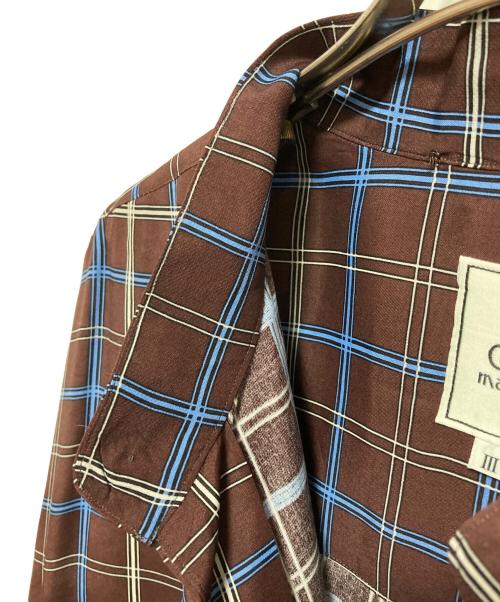 MANDO（マンドー）MANDO (マンドー) バンドカラーチェックシャツ ブラウン サイズ:3の古着・服飾アイテム