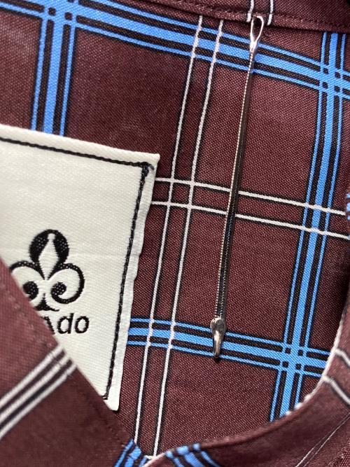 MANDO（マンドー）MANDO (マンドー) バンドカラーチェックシャツ ブラウン サイズ:3の古着・服飾アイテム