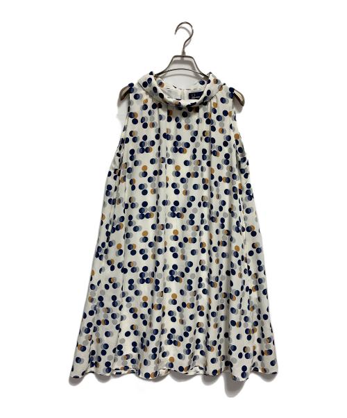 FRED PERRY（フレッドペリー）FRED PERRY (フレッドペリー) WOMEN PRINT SLEEVELESS DRESS アイボリー サイズ:10 未使用品の古着・服飾アイテム