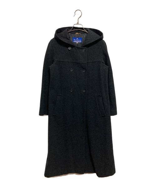 BURBERRY BLUE LABEL（バーバリー ブルー レーベル）BURBERRY BLUE LABEL (バーバリーロンドンブルーレーベル) フーデッドメルトンコート グレー サイズ:38の古着・服飾アイテム