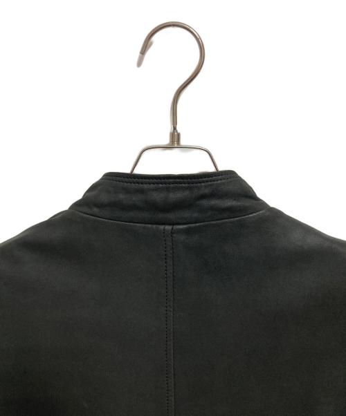 EMPORIO ARMANI（エンポリオ アルマーニ）EMPORIO ARMANI (エンポリオアルマーニ) ラムスキンレザージャケット ブラック サイズ:54の古着・服飾アイテム