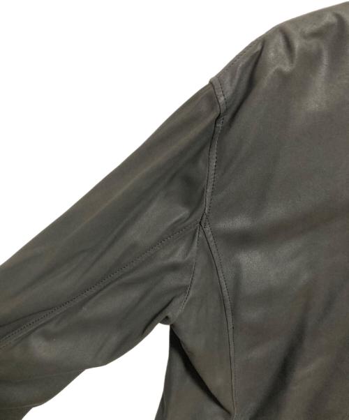 EMPORIO ARMANI（エンポリオ アルマーニ）EMPORIO ARMANI (エンポリオアルマーニ) ラムスキンレザージャケット ブラック サイズ:54の古着・服飾アイテム