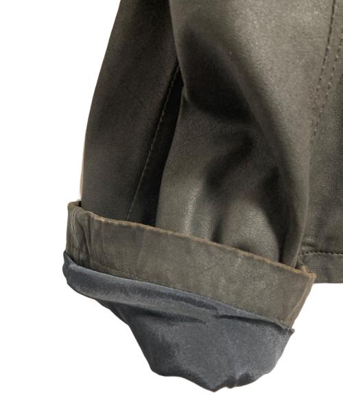 EMPORIO ARMANI（エンポリオ アルマーニ）EMPORIO ARMANI (エンポリオアルマーニ) ラムスキンレザージャケット ブラック サイズ:54の古着・服飾アイテム