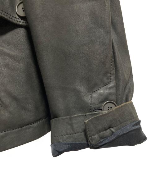 EMPORIO ARMANI（エンポリオ アルマーニ）EMPORIO ARMANI (エンポリオアルマーニ) ラムスキンレザージャケット ブラック サイズ:54の古着・服飾アイテム