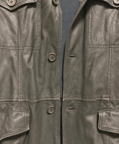 EMPORIO ARMANI（エンポリオ アルマーニ）EMPORIO ARMANI (エンポリオアルマーニ) ラムスキンレザージャケット ブラック サイズ:54の古着・服飾アイテム