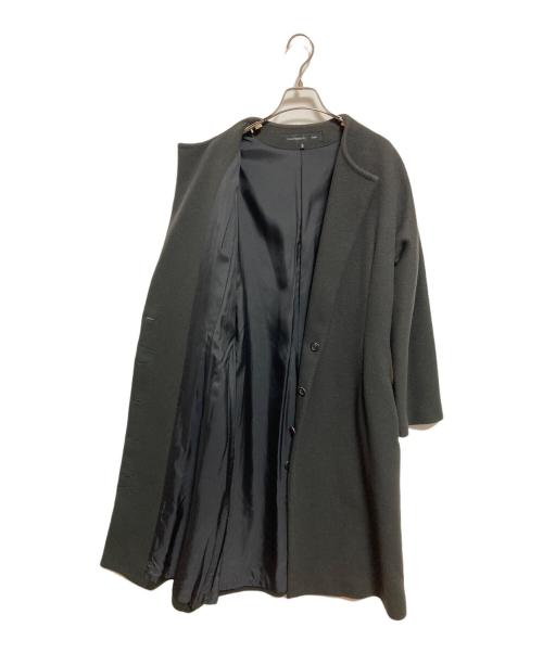 yohji yamamoto+noir（ヨウジヤマモトプリュスノアール）yohji yamamoto+noir (ヨウジヤマモトプリュスノアール) メルトンウールナイロン ノーカラーコート チャコールグレー サイズ:3の古着・服飾アイテム