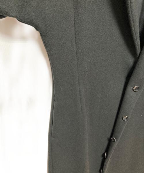 yohji yamamoto+noir（ヨウジヤマモトプリュスノアール）yohji yamamoto+noir (ヨウジヤマモトプリュスノアール) メルトンウールナイロン ノーカラーコート チャコールグレー サイズ:3の古着・服飾アイテム