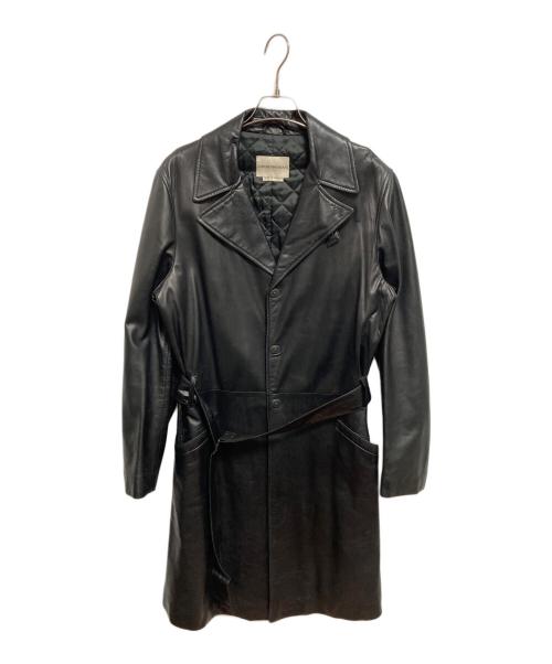 EMPORIO ARMANI（エンポリオアルマーニ）EMPORIO ARMANI (エンポリオアルマーニ) レザートレンチコート ブラック サイズ:48の古着・服飾アイテム