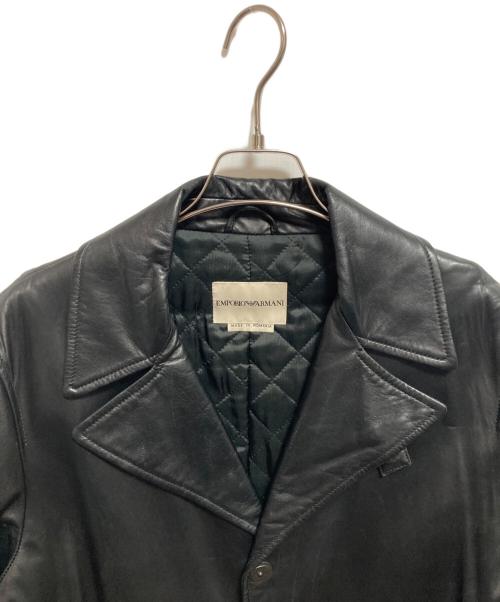 EMPORIO ARMANI（エンポリオアルマーニ）EMPORIO ARMANI (エンポリオアルマーニ) レザートレンチコート ブラック サイズ:48の古着・服飾アイテム