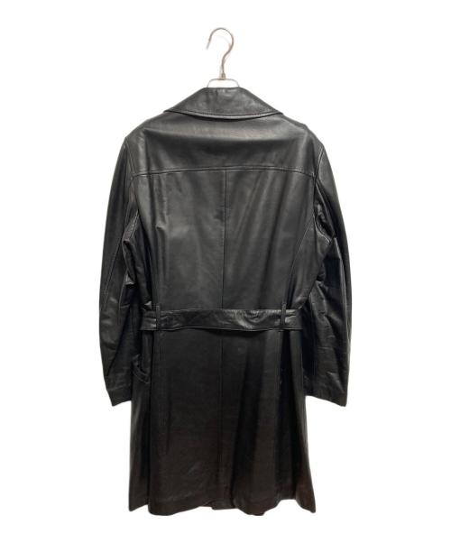 EMPORIO ARMANI（エンポリオアルマーニ）EMPORIO ARMANI (エンポリオアルマーニ) レザートレンチコート ブラック サイズ:48の古着・服飾アイテム