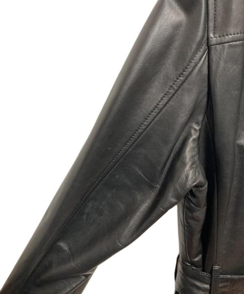 EMPORIO ARMANI（エンポリオアルマーニ）EMPORIO ARMANI (エンポリオアルマーニ) レザートレンチコート ブラック サイズ:48の古着・服飾アイテム