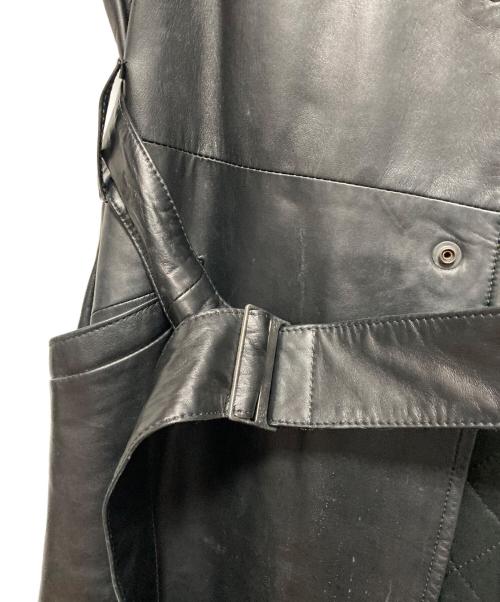 EMPORIO ARMANI（エンポリオアルマーニ）EMPORIO ARMANI (エンポリオアルマーニ) レザートレンチコート ブラック サイズ:48の古着・服飾アイテム